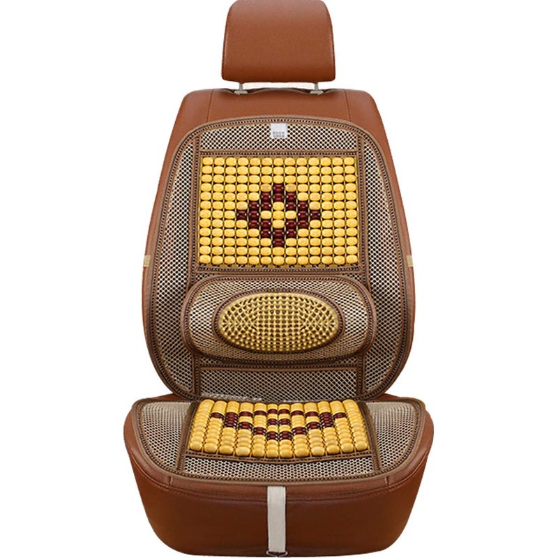 LKXHarleya Wood Beaded Comfort Seat Cover with Cooling Ventilated Mesh Lumbar Back Brace Massage Support Cushion for Car Seat Chair - Image 2